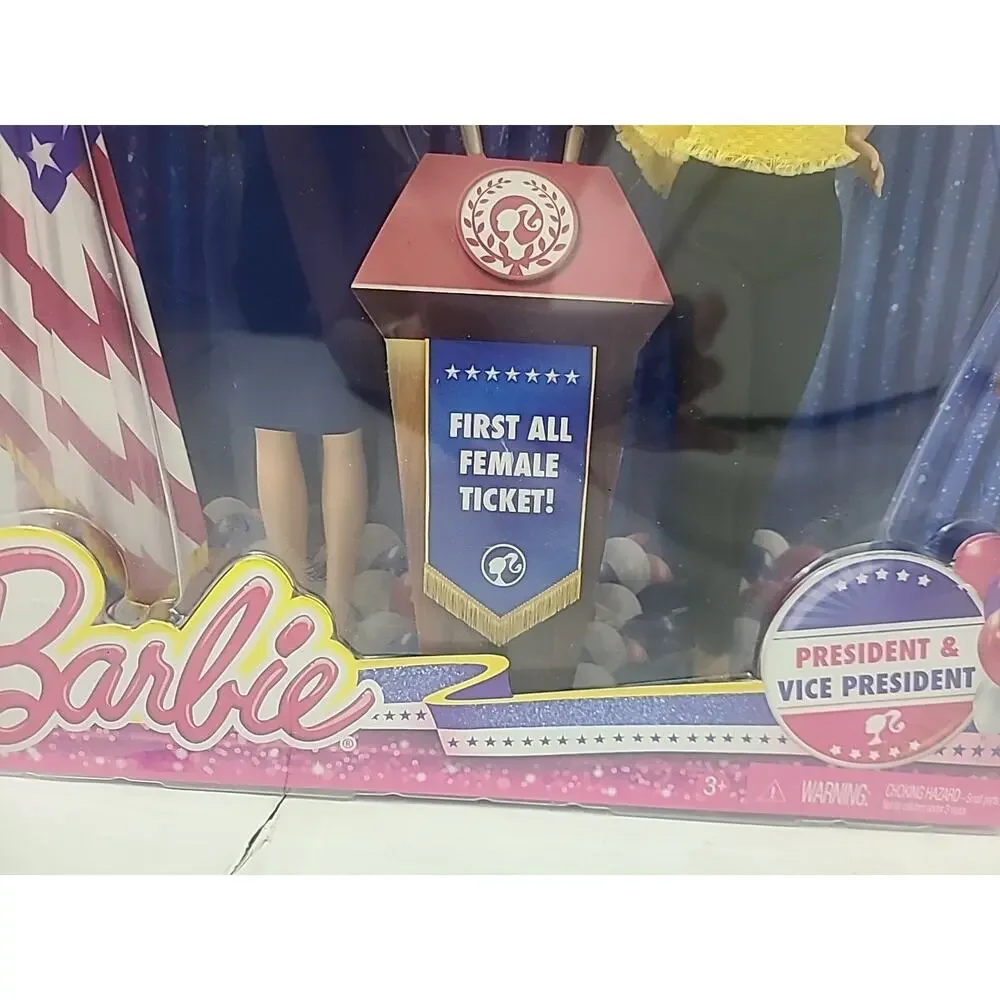 2016 Barbie President & Vice President Doll Gift Set First All Female Ticket NIB